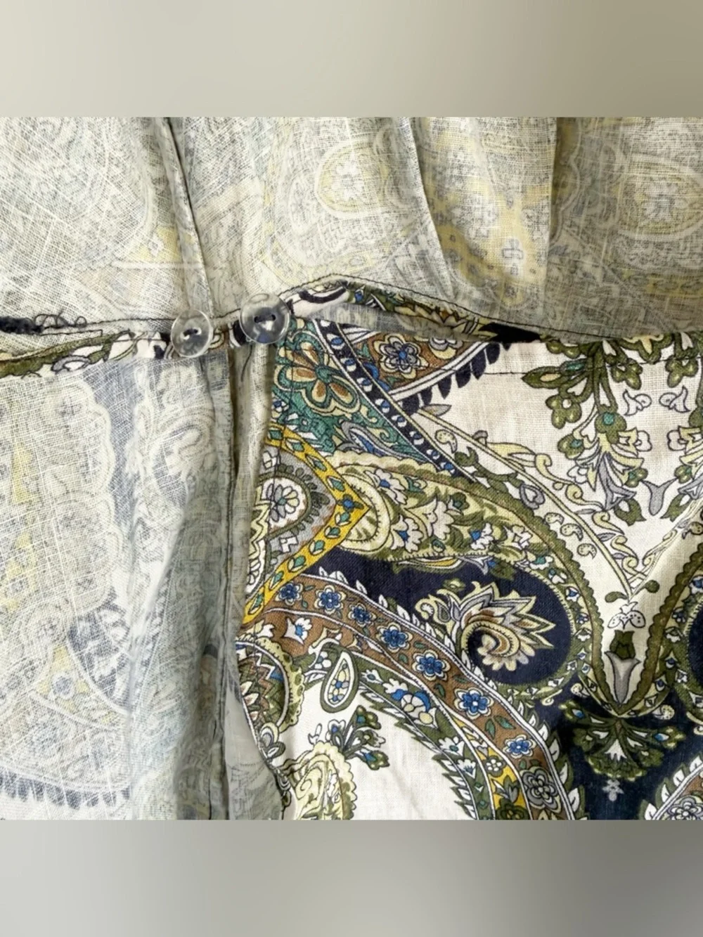 Magaschoni Oceanic Paisley 100% Linen Wrap Dress Resort, Vacation, Summer - Picture 7 of 10